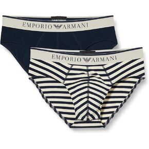 Emporio Armani Men's Stretch Cotton Yarn Dyed Striped 2pack Brief