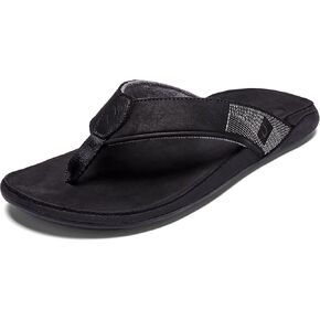 OluKai Tuahine Men's Beach Sandals, Quick Dry Flip-Flop Slides, Waterproof Full-Grain Leather & Wet Grip Soles, Soft Comfort Fit & Arch Support