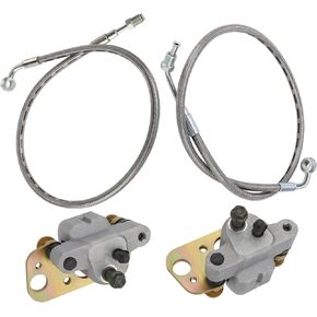M MATI Front Brake Calipers & Hose Lines for Polaris Scrambler 500 Trail Blazer 250 330 Trail Boss 330 2005-2009 1910868 1910869 1910838 1910839 1910412