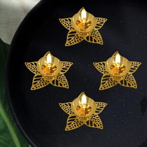 SATVIK 2 Pc Designer Star Payali Brass Diya Traditional Decorative Diwali Pujan Room mandir Oil lamp Indian Handmade vilakku Nilavilakku Deepak for Home Wall Decor Indian Housewarming Return Gift