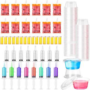 Uiifan 120 Pcs Halloween Party Supplies Blood Bags for Drinks Jelly Syringes 2 Oz Cups with Lids Pill Candy Bottles Vampire Drink Pouches Containers for Zombie Props Nurse Party Decorations