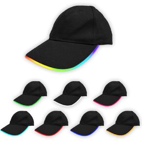 Color Changing LED Baseball Cap - 7 Color Black LED Baseball Hat - Light Up Baseball Cap - Trippy Rave Hat for Men, Women