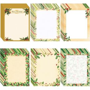 Motipuns 120 Sheets Vintage Christmas Holly Letterhead 8.5" x 11" Christmas Stationery Paper Xmas Berry Border Decorative Holiday Writing Letter Paper for Notes Greeting Cards Office Printing