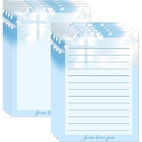 Christian Stationery 50 Set Religious Stationery Paper and Envelopes,8.2x5.5 inch Letter Writing Paper