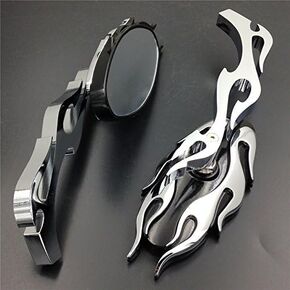 XKMT-Flame style rearview mirror Compatible With any cruiser chopper custom Chromed [B00YWCOZ6M]