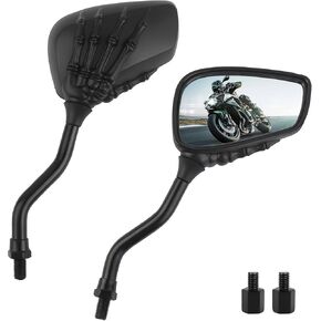 Universal Motorcycle Mirrors with 8mm Adaptor Suitable for 10mm&8mm,Pair of Ghost Claw Motorcycle Mirrors for Handlebars,Personalized Motorcycle Rear View Mirror Car Decorations (Black)