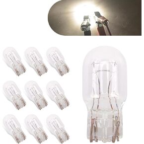 Pack-10 Car T20 1891/7443 Halogen Brake Light Bulb, 12V 21/5W Steady Double Filament Micro Bulb Replacement, Quartz Glass Waterproof Shockproof Super Bright Bulb, Universal for Cars (White)