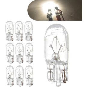 Pack-10 Car T20 1891/7443 Halogen Brake Light Bulb, 12V 21/5W Steady Double Filament Micro Bulb Replacement, Quartz Glass Waterproof Shockproof Super Bright Bulb, Universal for Cars (White)