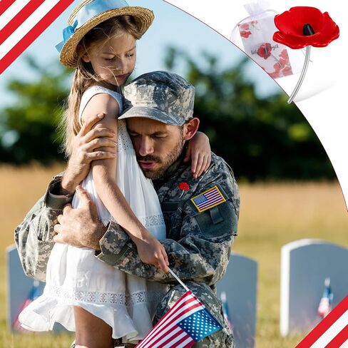 Juexica 48 Set 3D Poppy Lapel Pin Badge Alloy Souvenir Gifts Red Poppy Lest We Forget Memorial Brooch Pin Badge with Card Organza Bag for Military Tribute Memorial Day Remembrance Collectible Gifts in Saudi Arabia