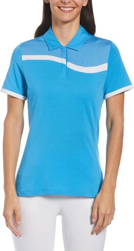 Callaway Womens SwingTech™ Asymmetrical Color Block Golf Polo Shirt (as1, Alpha, l, Regular, Regular, Ibiza Blue) in Saudi Arabia