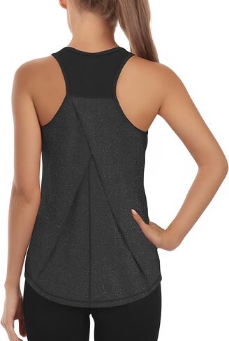 AURUZA Womens Workout Tops, Racerback Tank Tops for Women Athletic Yoga Tops Mesh Tennis Shirts Running Sleeveless Gym Top in Kuwait
