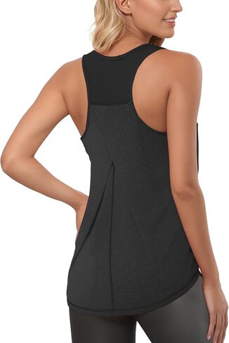 AURUZA Womens Workout Tops, Racerback Tank Tops for Women Athletic Yoga Tops Mesh Tennis Shirts Running Sleeveless Gym Top in Kuwait