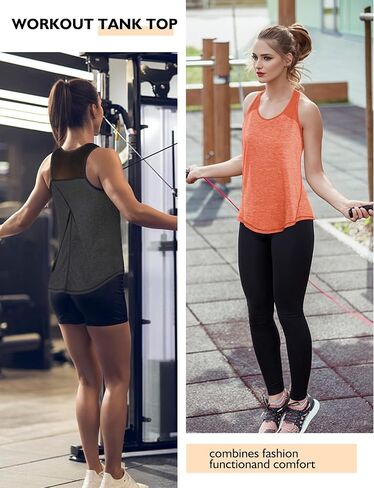 AURUZA Womens Workout Tops, Racerback Tank Tops for Women Athletic Yoga Tops Mesh Tennis Shirts Running Sleeveless Gym Top in Kuwait