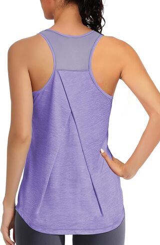 AURUZA Womens Workout Tops, Racerback Tank Tops for Women Athletic Yoga Tops Mesh Tennis Shirts Running Sleeveless Gym Top in Kuwait
