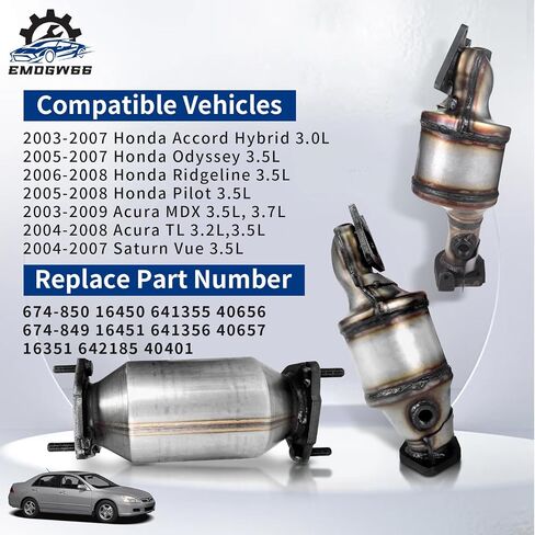 حشية مسامير المحول الحفاز متوافقة مع 2005-2007 Honda Odyssey 3.5L، 2003-2007 Accord Hybrid 3.0L، 2005-2008 Pilot 3.5L، 2006-2008 Ridgeline 3.5L استبدال LH 16450 + RH 16451 + خلفي 16351 in Kuwait