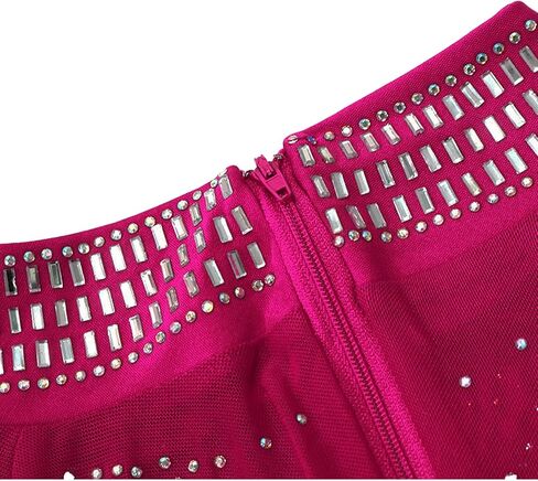 xxxiticat Women's Rhinestone Sheer Mesh Jumpsuit Long Sleeve Wide Shoulder Pad See Through Tassel One Piece Overalls in Kuwait