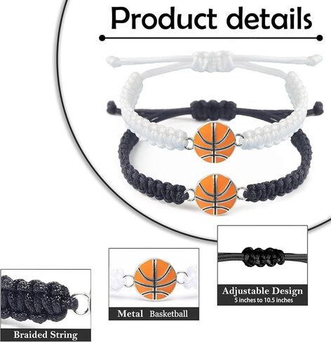 MANYC 2pcs Braided Sport Bracelets, Sports Accessories Adjustable, Baseball, Volleyball, Basketball, Soccer, Football Jewelry for Fans, Ideal for Birthday or Halloween Gifts (Soccer 2PCS) in Saudi Arabia