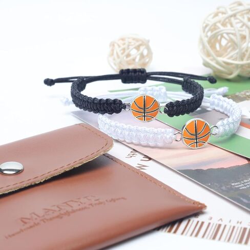 MANYC 2pcs Braided Sport Bracelets, Sports Accessories Adjustable, Baseball, Volleyball, Basketball, Soccer, Football Jewelry for Fans, Ideal for Birthday or Halloween Gifts (Soccer 2PCS) in Saudi Arabia