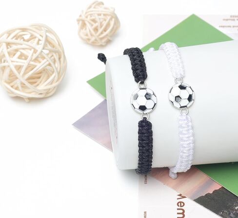 MANYC 2pcs Braided Sport Bracelets, Sports Accessories Adjustable, Baseball, Volleyball, Basketball, Soccer, Football Jewelry for Fans, Ideal for Birthday or Halloween Gifts (Soccer 2PCS) in Saudi Arabia