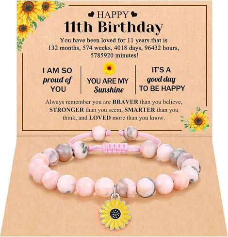 Happy 10th/11th/12th/13th/14th Birthday Gifts for Girls, Sunflower Bracelet for Girls in Saudi Arabia
