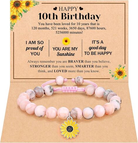 Happy 10th/11th/12th/13th/14th Birthday Gifts for Girls, Sunflower Bracelet for Girls in Kuwait