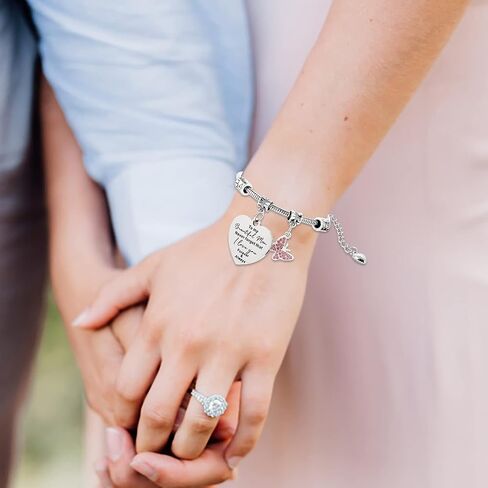 Mum Bracelet, Gifts for Mum Mother Bracelet from Son and Daughter Silver Charm Bracelets for Mother's Day Gift-To My Beautiful Mom. Never Forget That I Love You. Forever & Always in Saudi Arabia