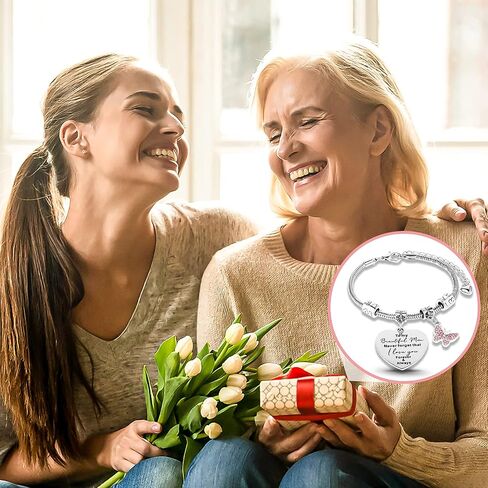 Mum Bracelet, Gifts for Mum Mother Bracelet from Son and Daughter Silver Charm Bracelets for Mother's Day Gift-To My Beautiful Mom. Never Forget That I Love You. Forever & Always in Saudi Arabia