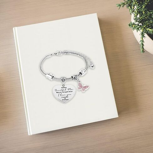 Mum Bracelet, Gifts for Mum Mother Bracelet from Son and Daughter Silver Charm Bracelets for Mother's Day Gift-To My Beautiful Mom. Never Forget That I Love You. Forever & Always in Saudi Arabia