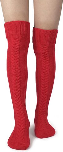 BomKinta Knee High Socks Women - Warm Knit Cozy Leg Warmers - Thick Boot Stockings for Women Size 5-10 in Saudi Arabia