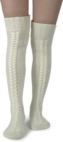 BomKinta Knee High Socks Women - Warm Knit Cozy Leg Warmers - Thick Boot Stockings for Women Size 5-10 in Saudi Arabia