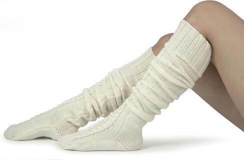 BomKinta Knee High Socks Women - Warm Knit Cozy Leg Warmers - Thick Boot Stockings for Women Size 5-10 in Saudi Arabia