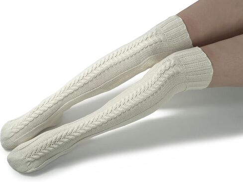 BomKinta Knee High Socks Women - Warm Knit Cozy Leg Warmers - Thick Boot Stockings for Women Size 5-10 in Saudi Arabia