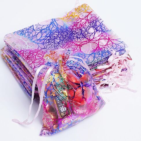 Marrywindix 100pcs Blue Organza Drawstring Pouches Jewelry bags, Candy Pouch Chocorate Pouch Party Wedding Favor Gift Bag in Saudi Arabia