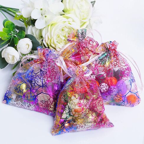 Marrywindix 100pcs Blue Organza Drawstring Pouches Jewelry bags, Candy Pouch Chocorate Pouch Party Wedding Favor Gift Bag in Saudi Arabia