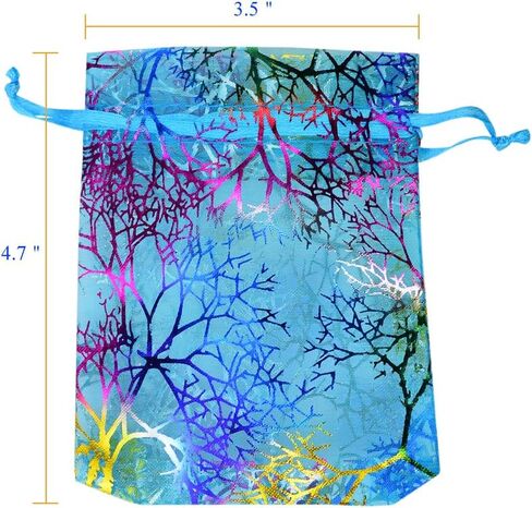 Marrywindix 100pcs Blue Organza Drawstring Pouches Jewelry bags, Candy Pouch Chocorate Pouch Party Wedding Favor Gift Bag in Saudi Arabia