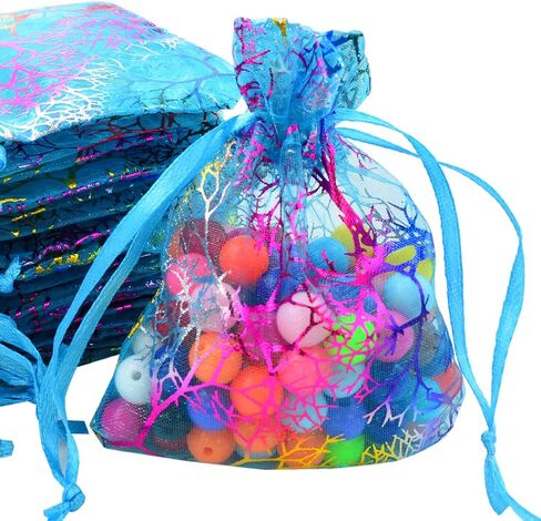 Marrywindix 100pcs Blue Organza Drawstring Pouches Jewelry bags, Candy Pouch Chocorate Pouch Party Wedding Favor Gift Bag in Saudi Arabia