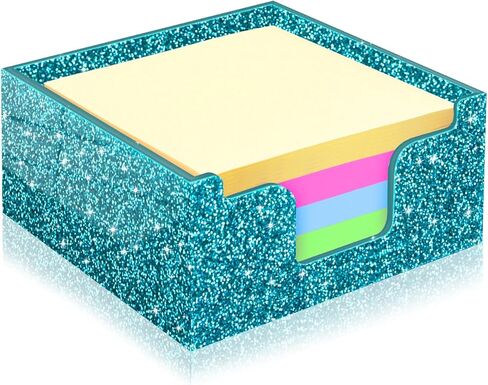 Rouidr Acrylic Sticky Note Holder, Self Stick Note Pad Holder, 3.94 x 3.94 Inch Glitter Memo Pad Dispenser Organizer for School Office Home Desk Supplies, Pink in Kuwait