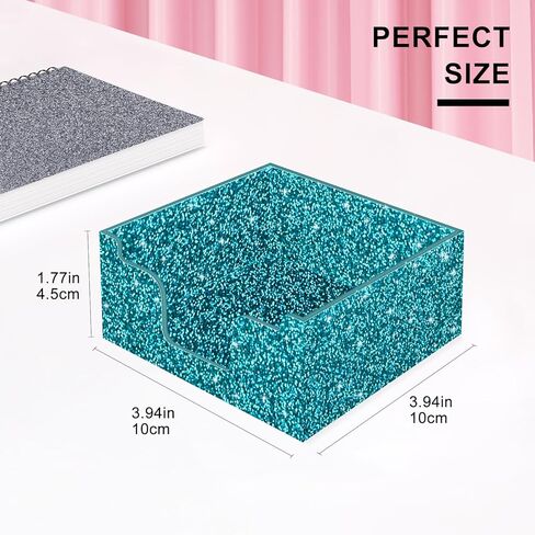 Rouidr Acrylic Sticky Note Holder, Self Stick Note Pad Holder, 3.94 x 3.94 Inch Glitter Memo Pad Dispenser Organizer for School Office Home Desk Supplies, Pink in Kuwait