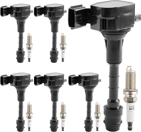 Ignition Coil Pack & Iridium Spark Plugs Set of 6 Compatible with Infiniti M35 FX35 G35 I35 QX4 Nissan 350Z Pathfinder Altima Frontier 3.5L 4.0L V6 Replaces# 22448-AL61C, UF401 in Saudi Arabia