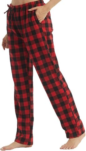 سراويل بيجامة نسائية من القطن الفانيلا منقوشة سراويل طويلة مريحة ناعمة Pj سراويل نوم برباط مع جيوب in Kuwait