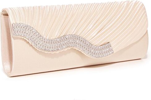 Kseymeir Evening Clutch Purses for Women Evening Bag Pleated Satin Handbags Chain Bag in Saudi Arabia