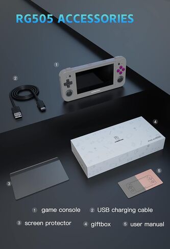 وحدة تحكم ألعاب محمولة باليد RG505 Retro Game بشاشة لمس OLED مقاس 4.95 بوصة مع نظام Android 12 Unisoc Tiger T618 ومتوافقة مع بطاقة TF المدمجة بسعة 128 جيجا بايت في متجر Google Play in Saudi Arabia