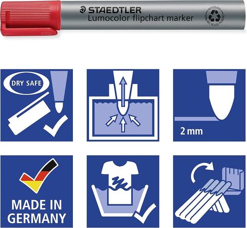 STAEDTLER 356 WP6 Lumocolor Flipchart Markers - Assorted Colours (Pack of 6) in Saudi Arabia