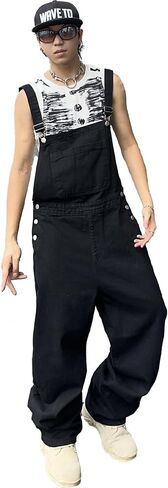 Mens Casual Fashion Bib Overalls with Pockets (Non Leg Pockets) Straight Leg Loose Fit Jean Jumpsuit in Saudi Arabia