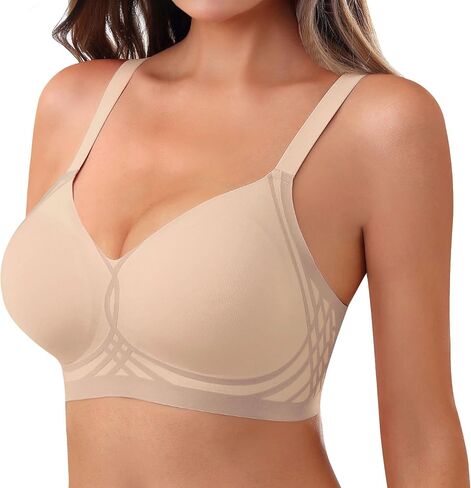 Womens Wireless Bra Push Up Bra for Women Seamless No Underwire Bras Regular & Plus Size Black in Saudi Arabia