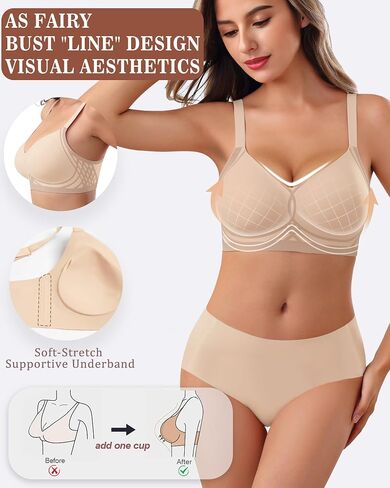 Womens Wireless Bra Push Up Bra for Women Seamless No Underwire Bras Regular & Plus Size Black in Saudi Arabia