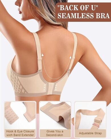 Womens Wireless Bra Push Up Bra for Women Seamless No Underwire Bras Regular & Plus Size Black in Saudi Arabia