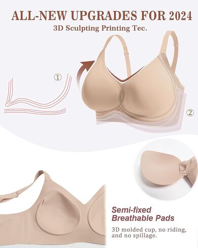 Womens Wireless Bra Push Up Bra for Women Seamless No Underwire Bras Regular & Plus Size Black in Saudi Arabia