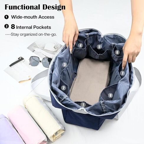 Personal Item Bag for Frontier Spirit Airlines 18x14x8, Under Seat Bags for Airplanes, Portable Foldable Duffle Bag for Travel Fitness Swim Yoga Beach, Navy Blue in Saudi Arabia
