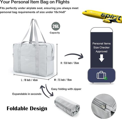 Personal Item Bag for Frontier Spirit Airlines 18x14x8, Under Seat Bags for Airplanes, Portable Foldable Duffle Bag for Travel Fitness Swim Yoga Beach, Navy Blue in Saudi Arabia